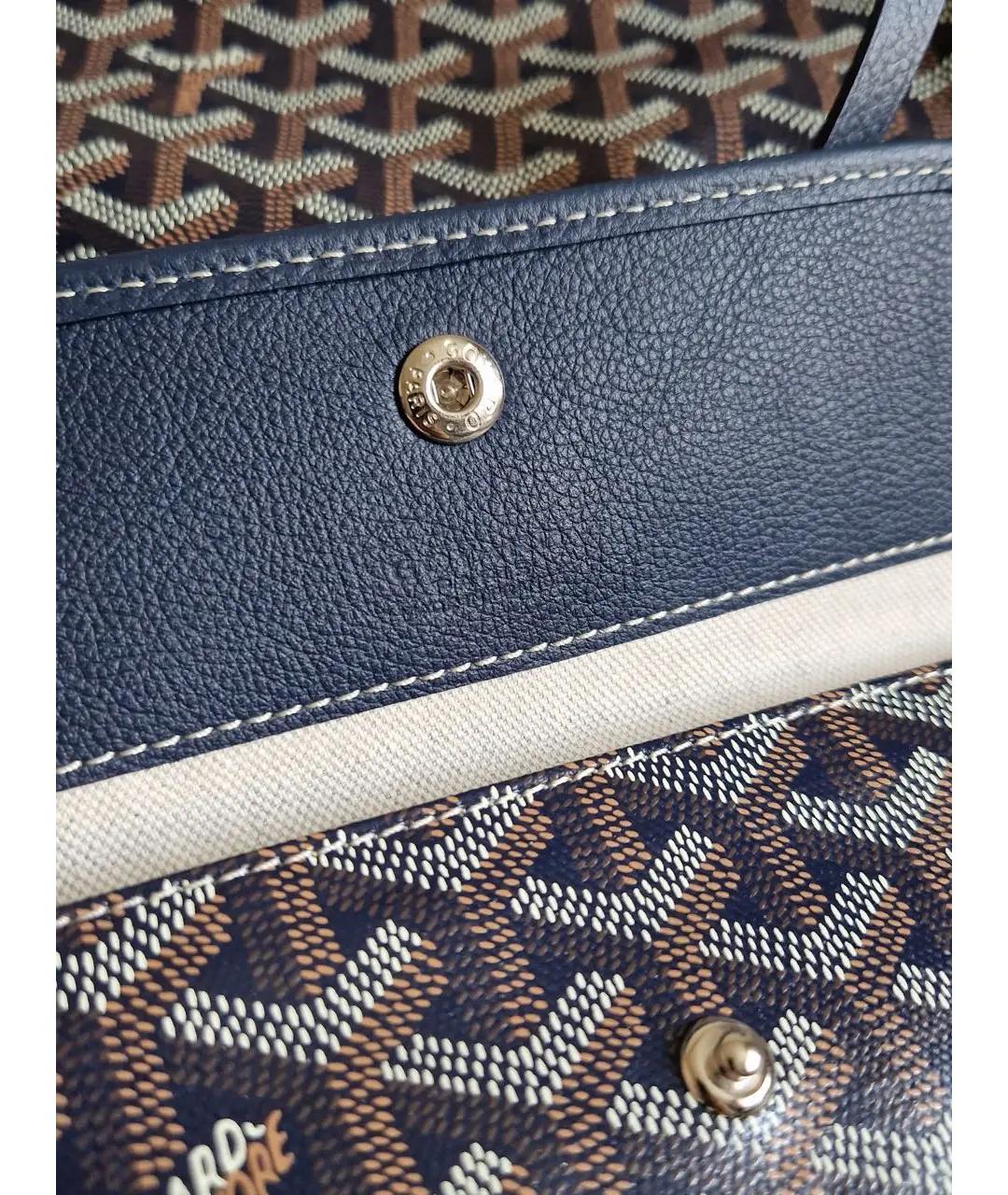 GOYARD Темно-синяя сумка тоут из канвы, фото 6