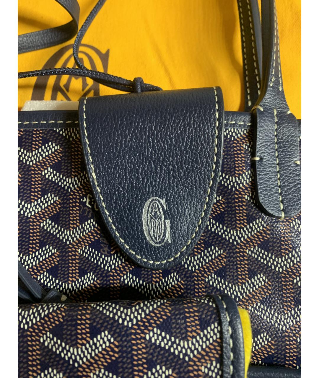 GOYARD Темно-синяя сумка тоут из канвы, фото 5