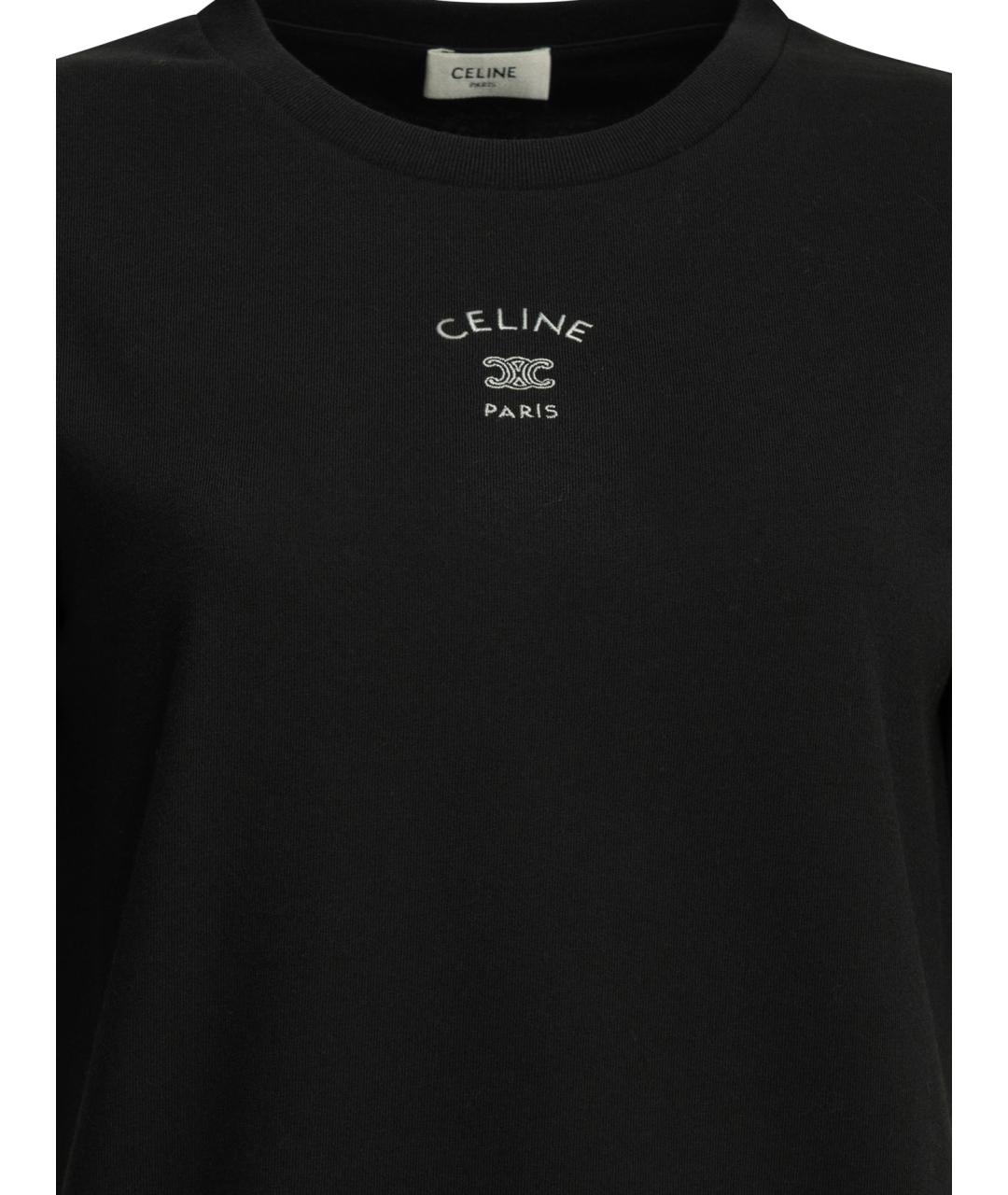 CELINE Черная хлопковая футболка, фото 3