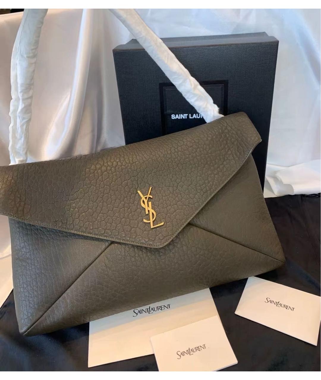 SAINT LAURENT Зеленая кожаная сумка через плечо, фото 3