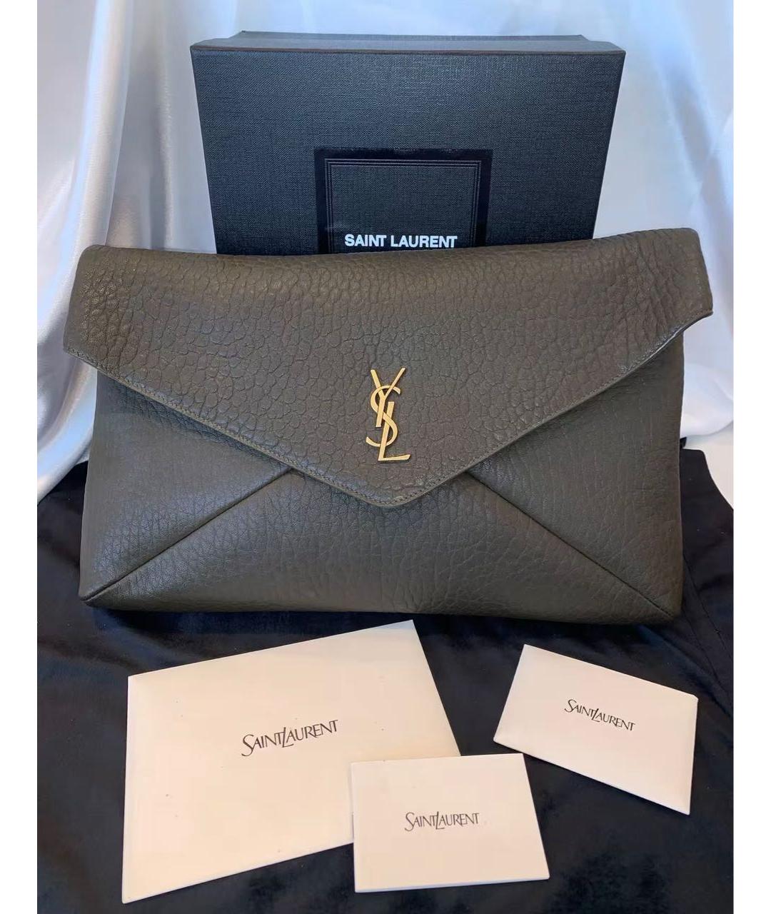 SAINT LAURENT Зеленая кожаная сумка через плечо, фото 2