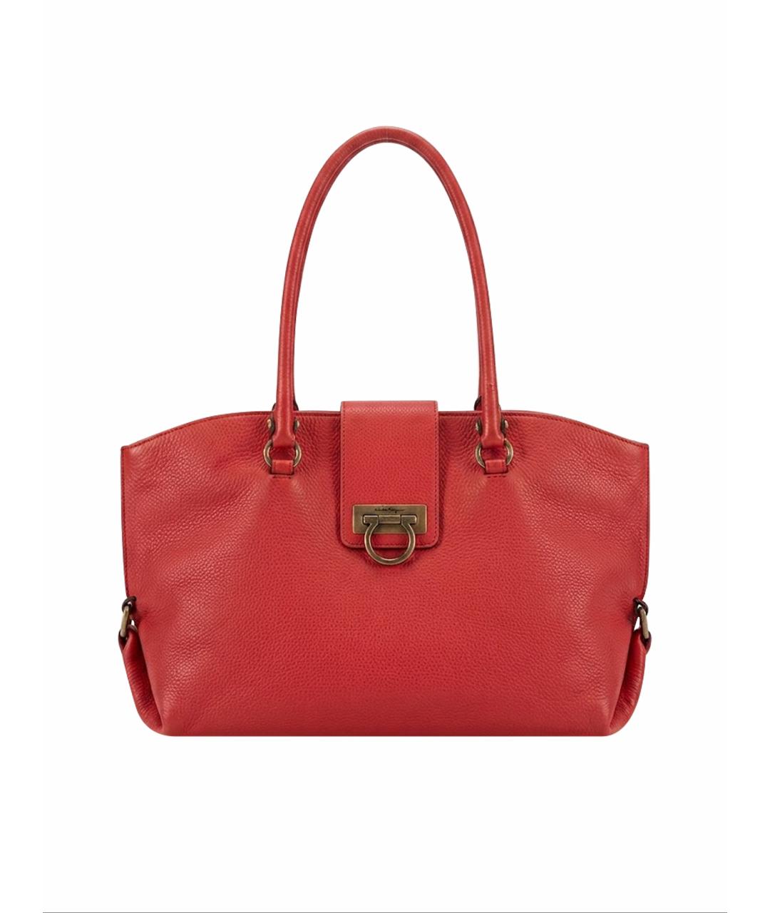 FERRAGAMO Коралловая кожаная сумка тоут, фото 1