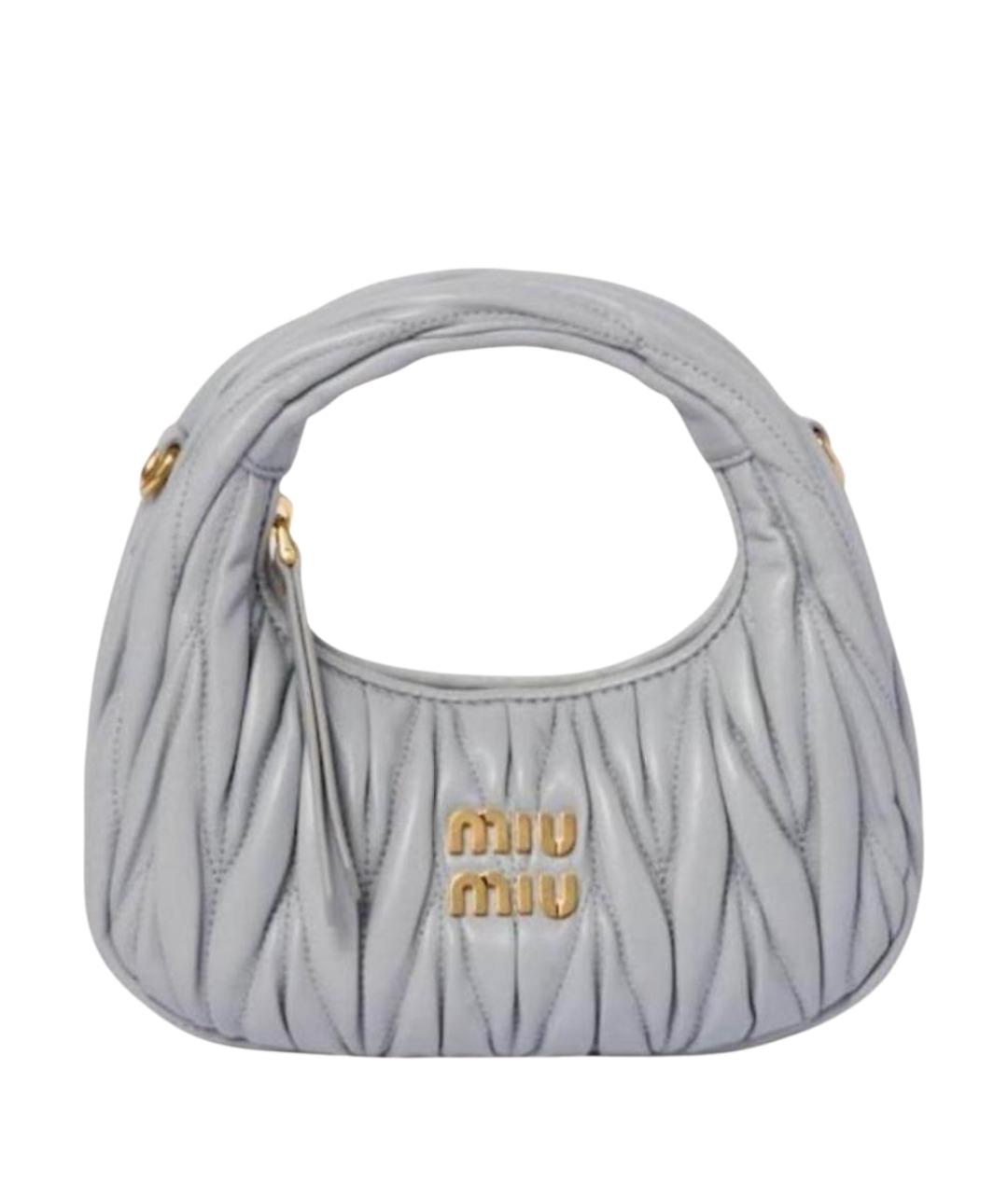 MIU MIU Серая кожаная сумка с короткими ручками, фото 1