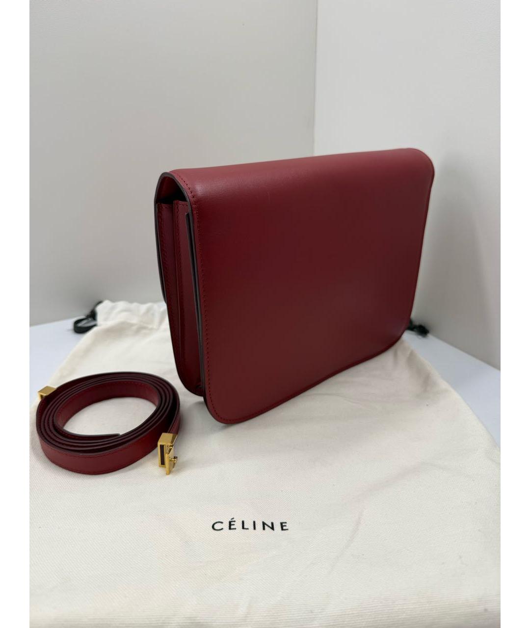 CELINE Бордовая кожаная сумка через плечо, фото 3