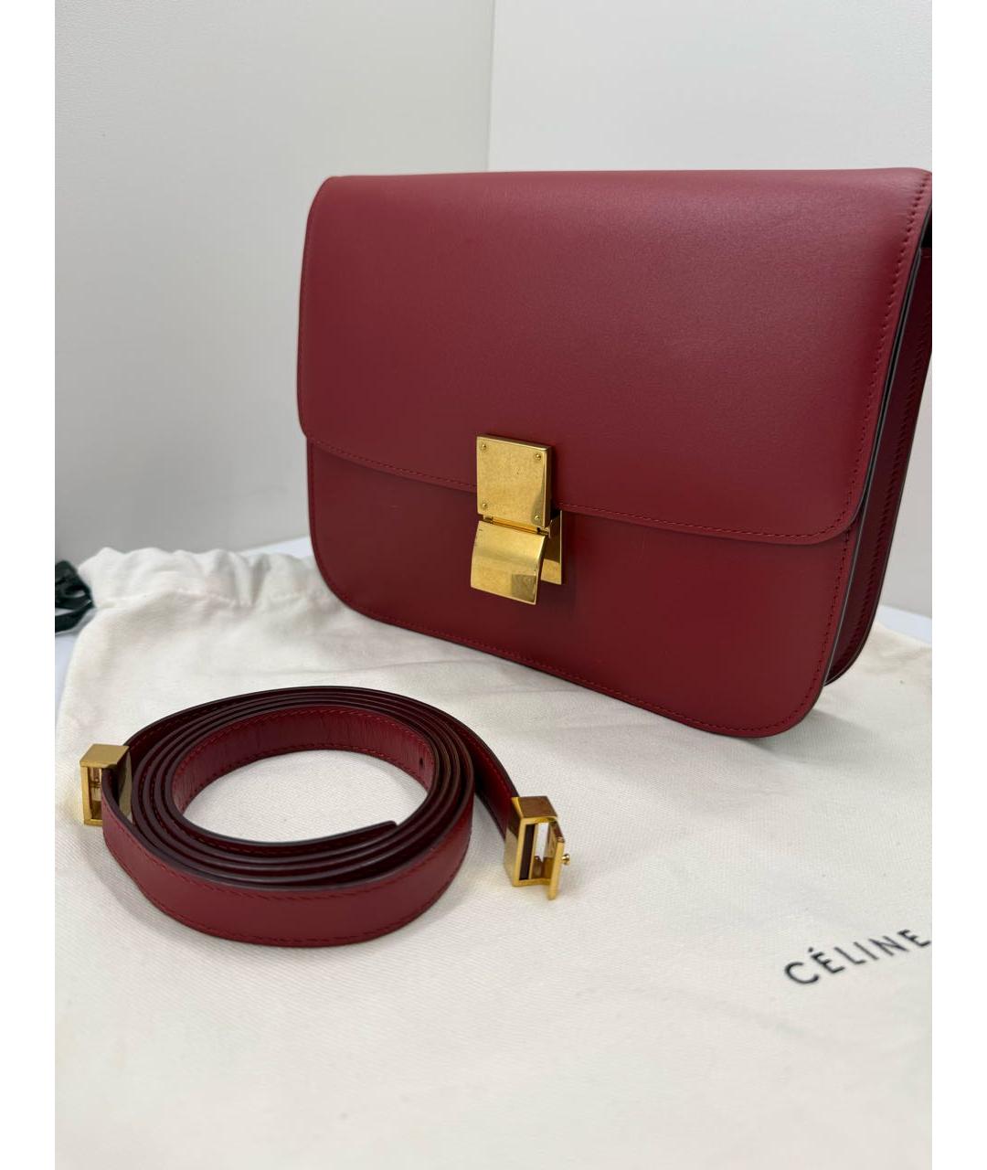 CELINE Бордовая кожаная сумка через плечо, фото 2
