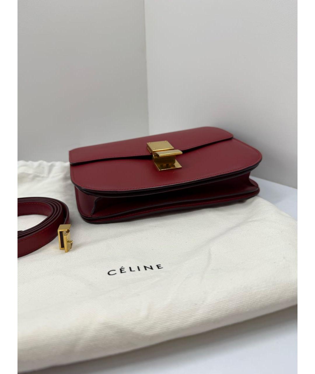 CELINE Бордовая кожаная сумка через плечо, фото 5