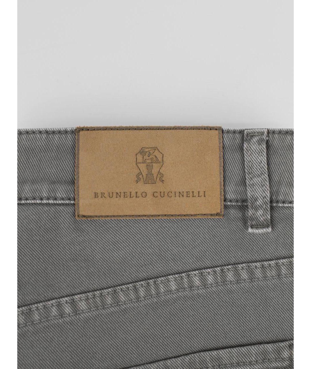 BRUNELLO CUCINELLI Серые хлопковые прямые джинсы, фото 4