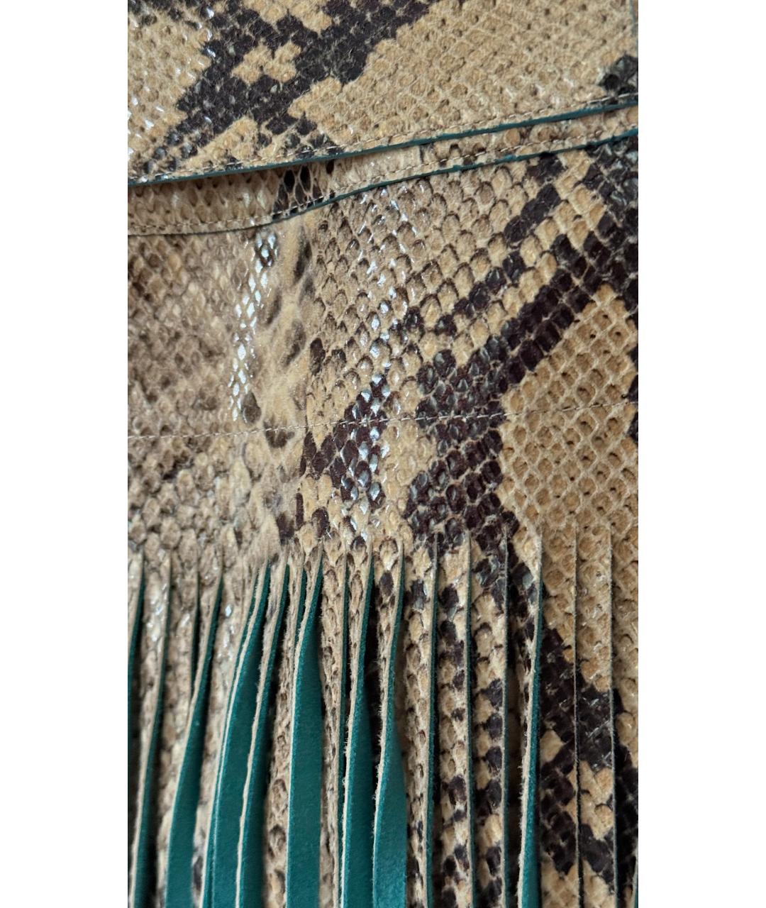 ROBERTO CAVALLI Бежевая кожаная юбка миди, фото 8