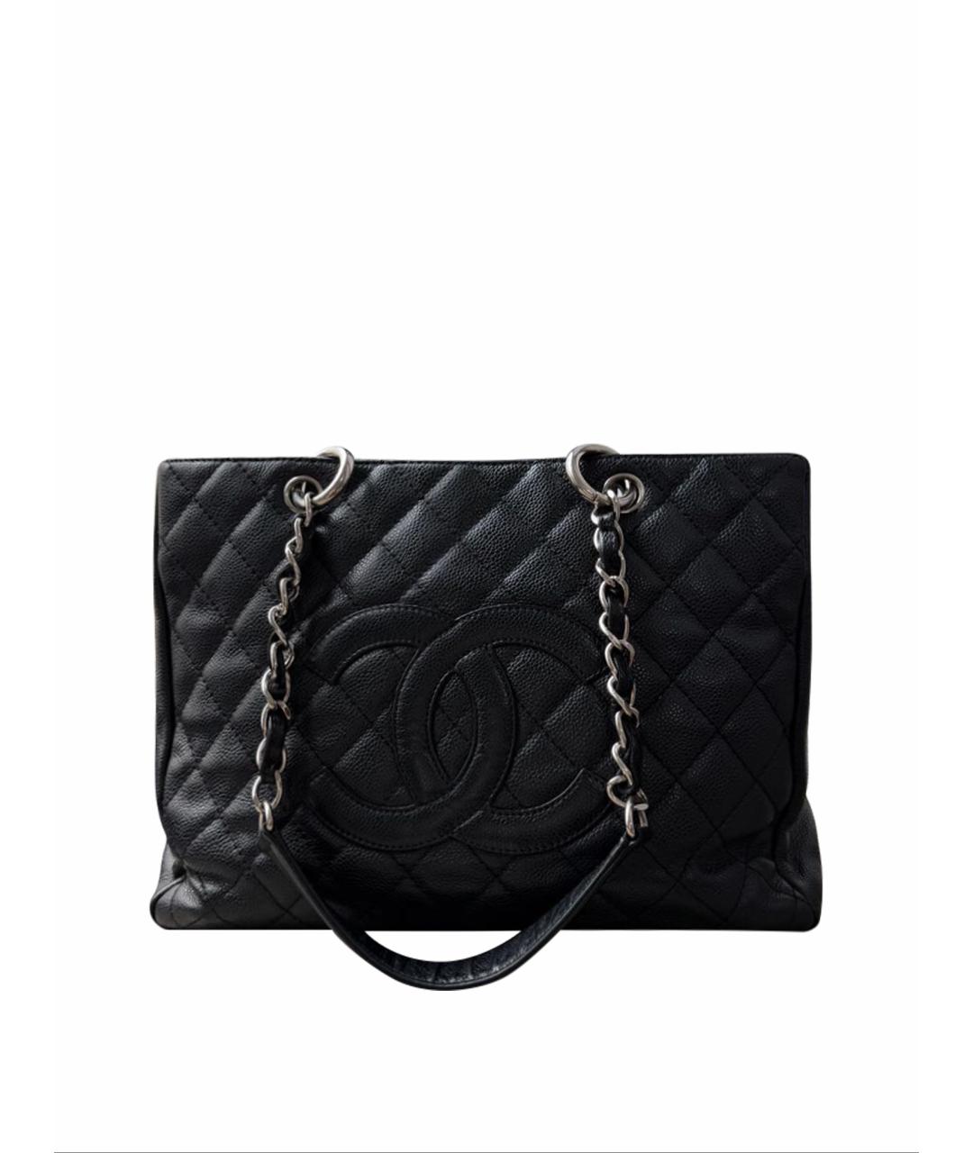 CHANEL Черная кожаная сумка тоут, фото 1