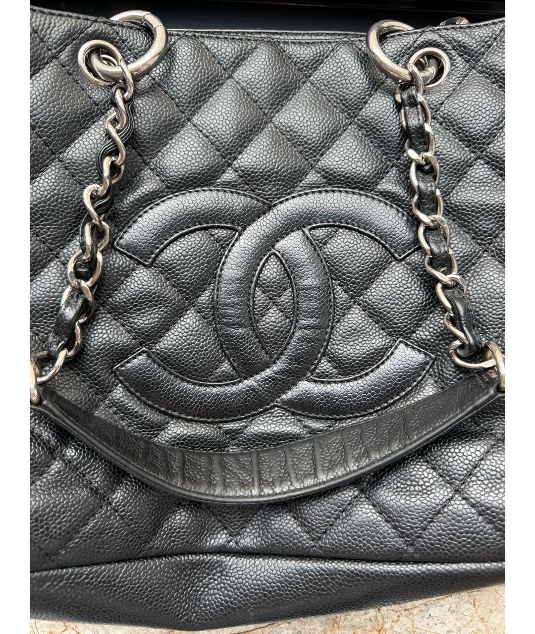CHANEL Черная кожаная сумка тоут, фото 6