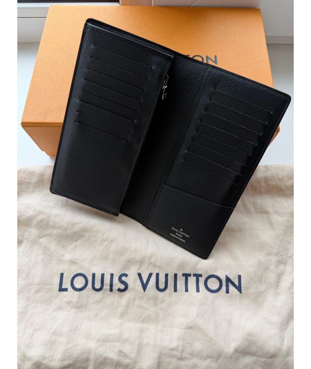 LOUIS VUITTON Черный кожаный кошелек, фото 2