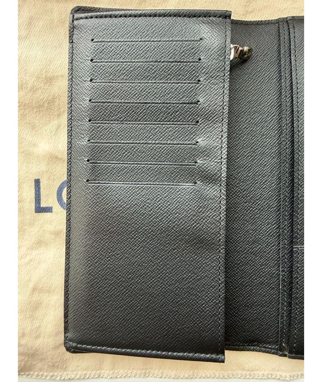 LOUIS VUITTON Черный кожаный кошелек, фото 3