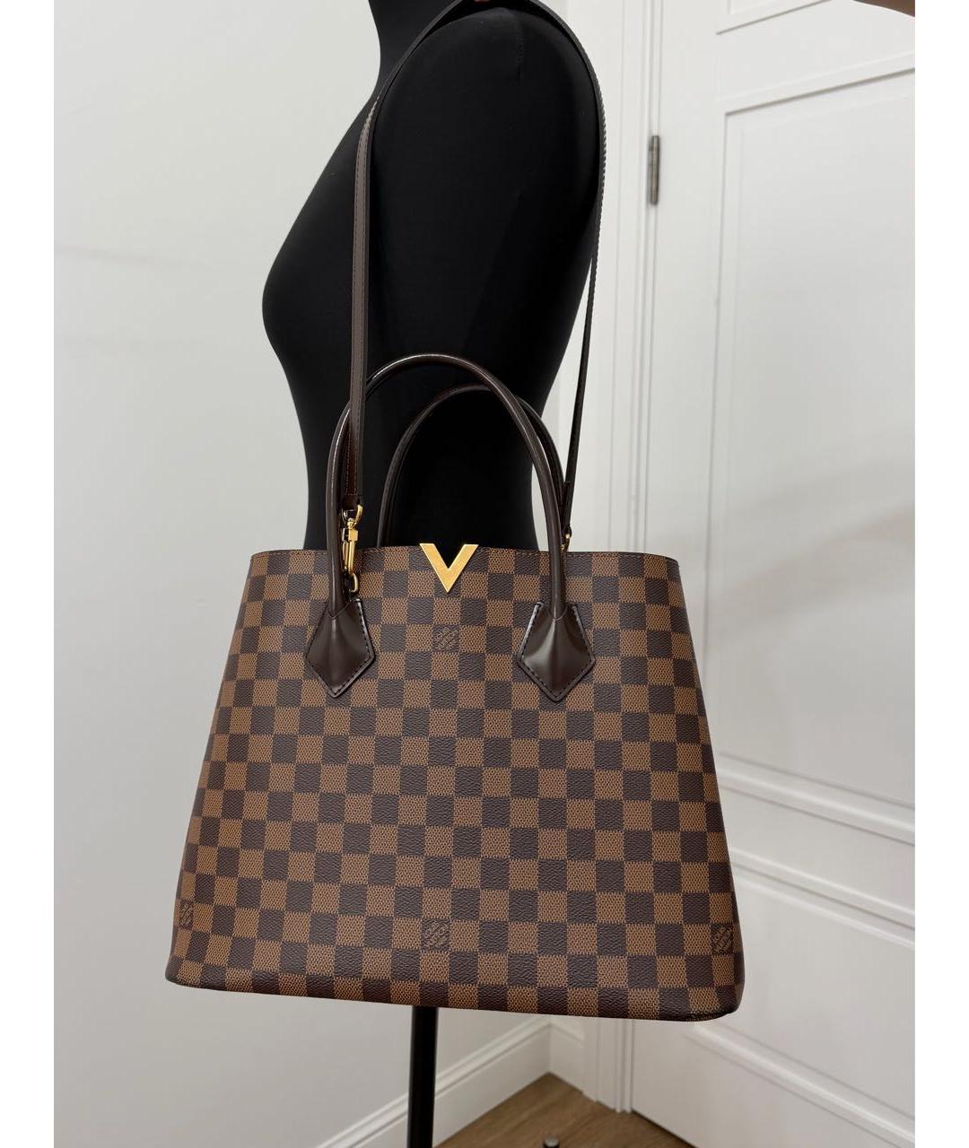 LOUIS VUITTON Коричневая кожаная сумка тоут, фото 8