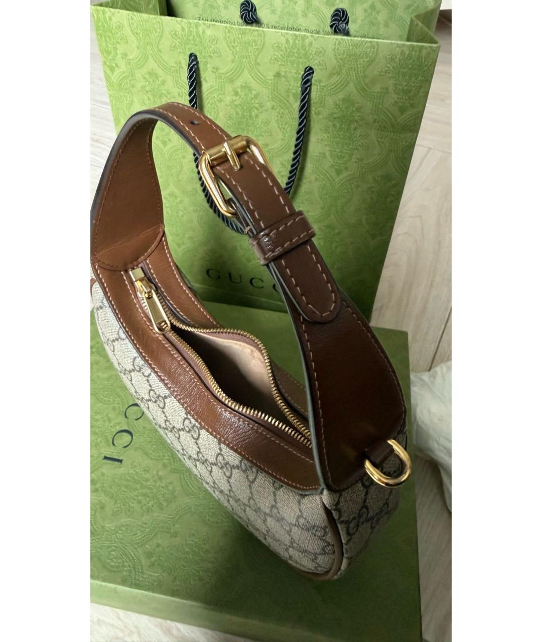 GUCCI Коричневая сумка через плечо из канвы, фото 4