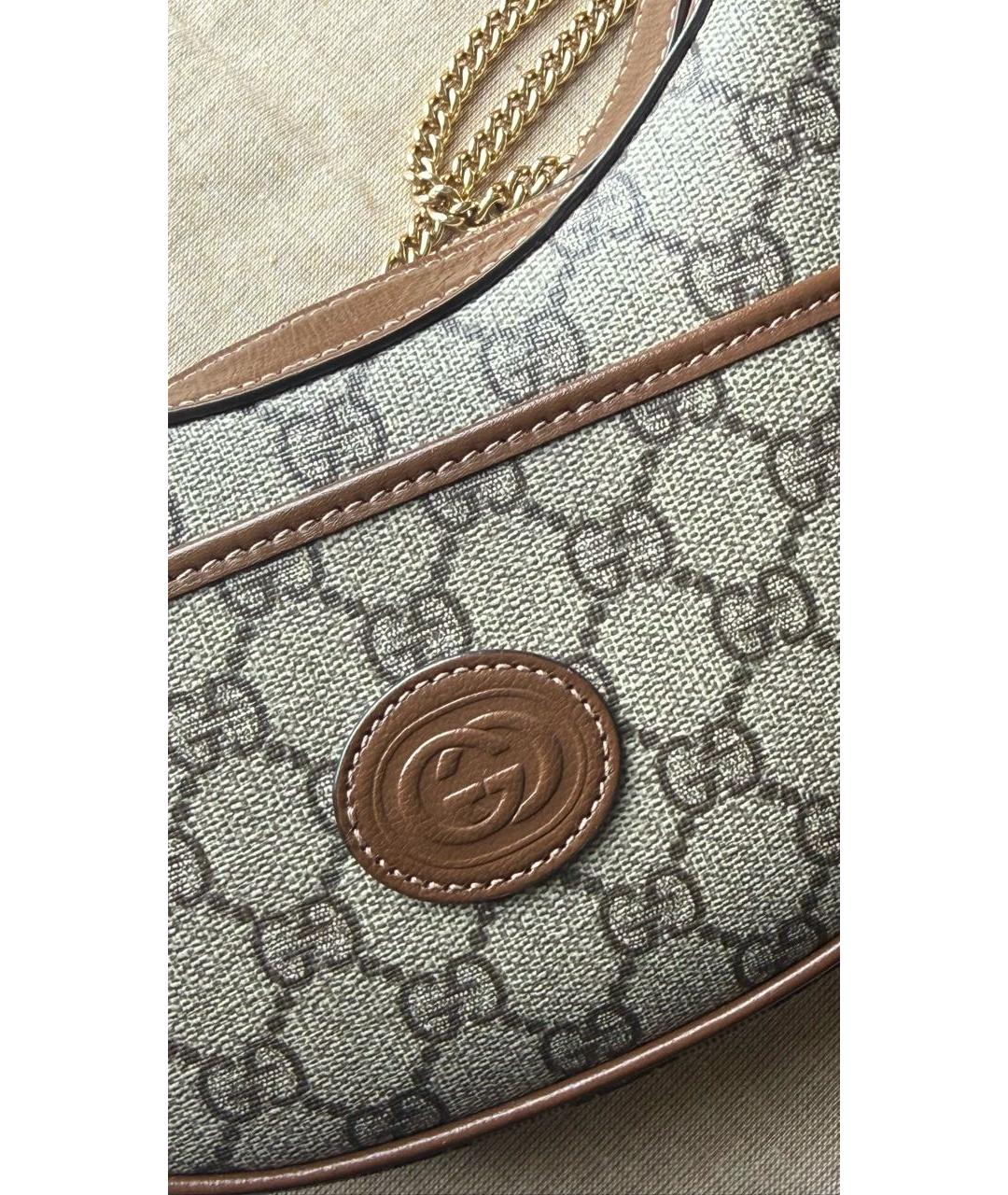 GUCCI Коричневая сумка через плечо из канвы, фото 5