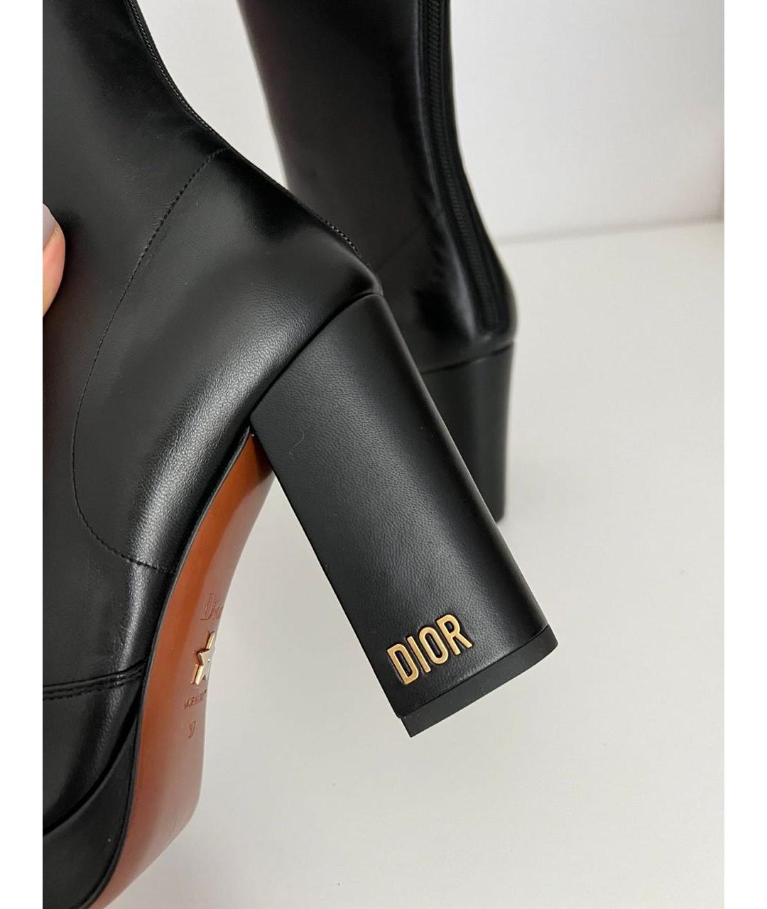 CHRISTIAN DIOR Черные кожаные сапоги, фото 4