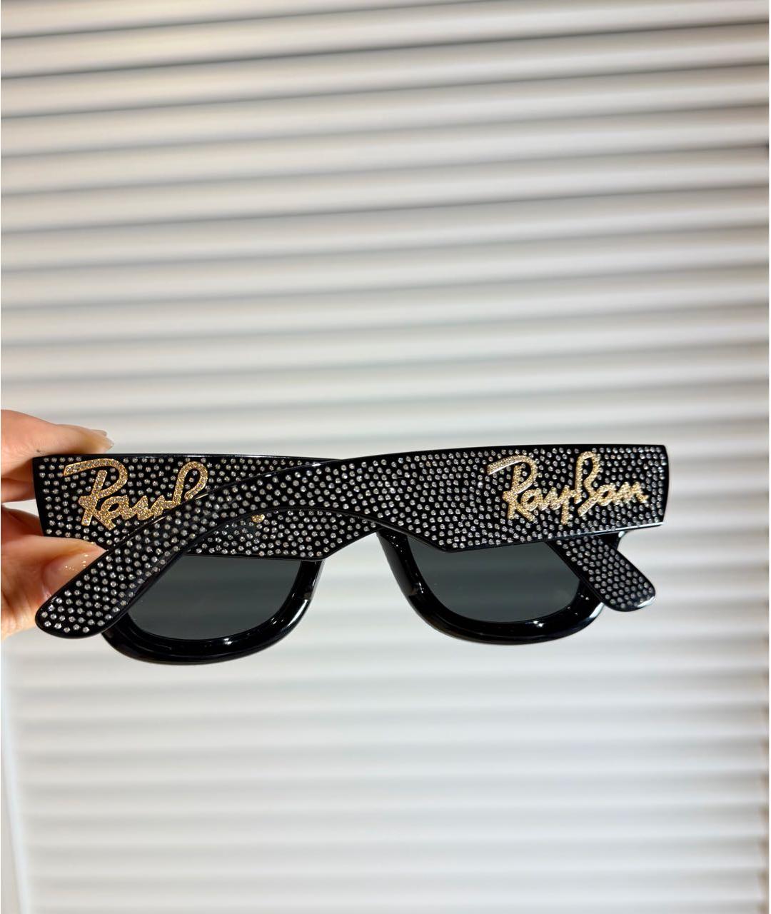 RAY BAN Черные пластиковые солнцезащитные очки, фото 6