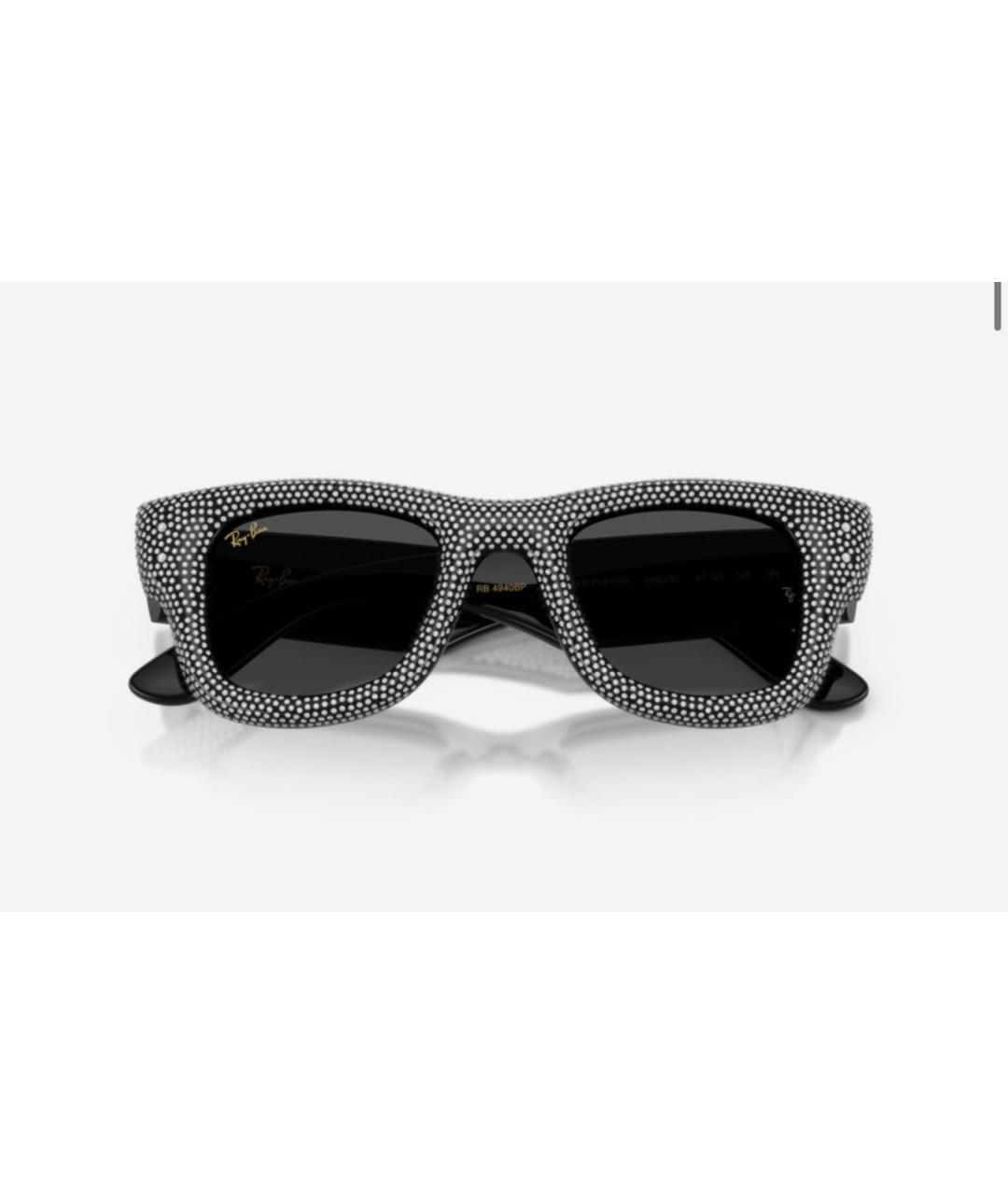 RAY BAN Черные пластиковые солнцезащитные очки, фото 4