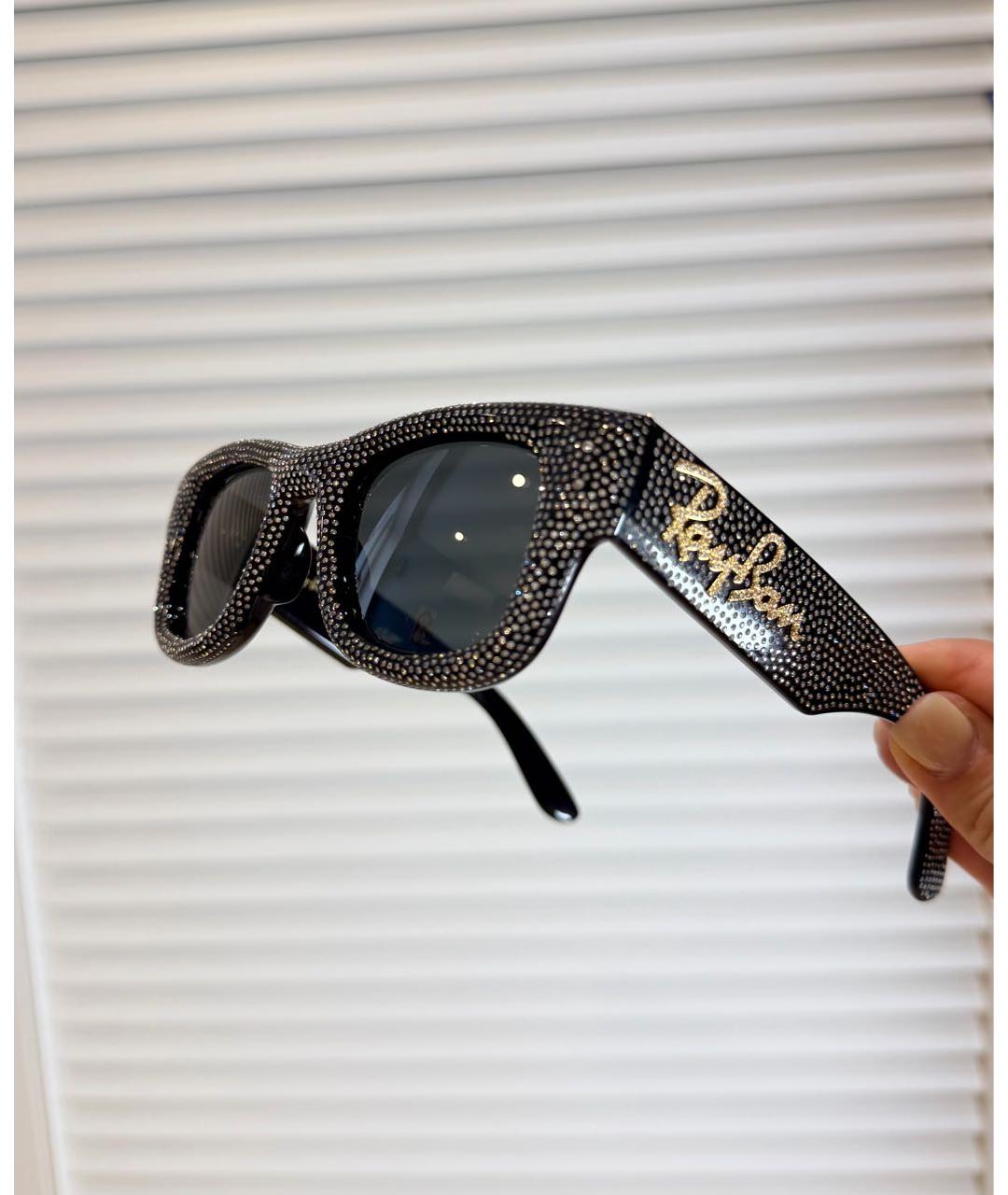 RAY BAN Черные пластиковые солнцезащитные очки, фото 7