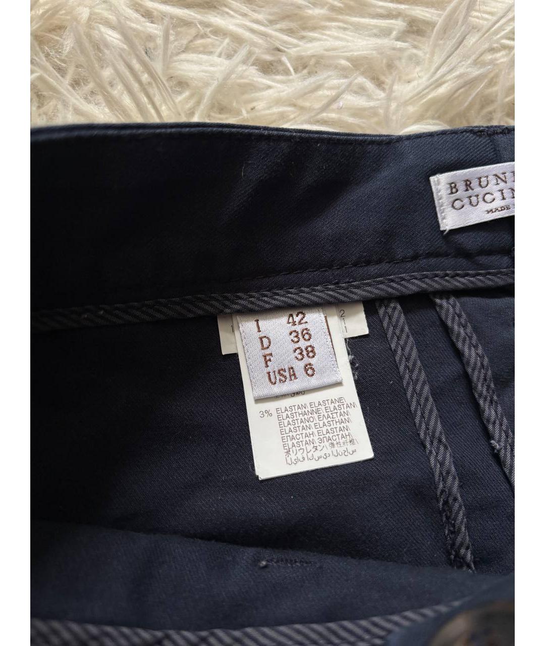 BRUNELLO CUCINELLI Темно-синие хлопковые прямые брюки, фото 5