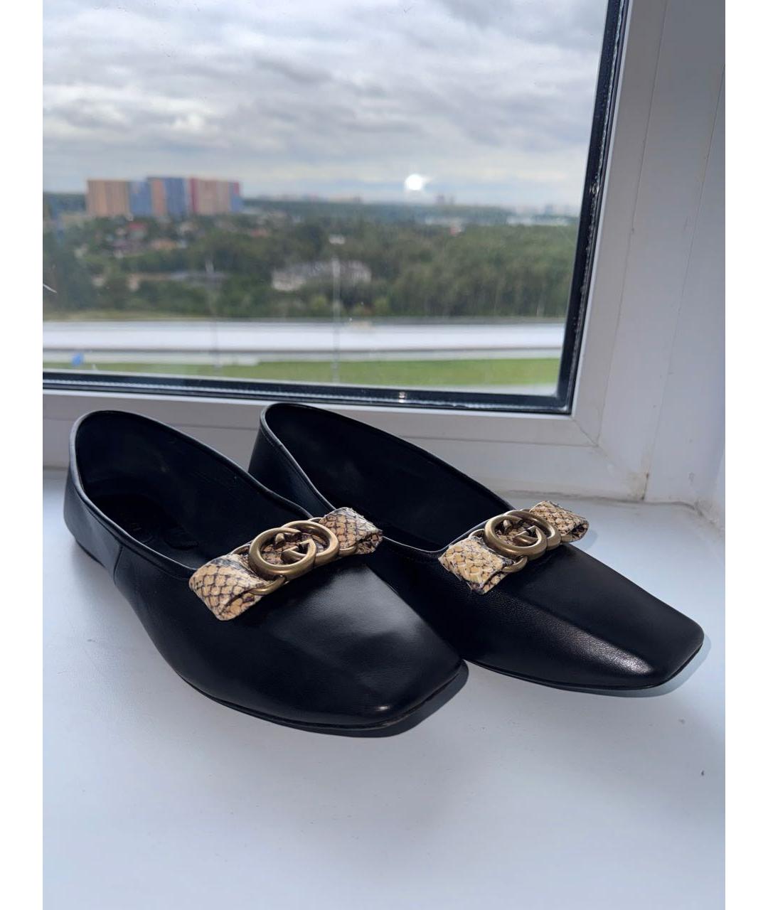 GUCCI Черные кожаные балетки, фото 7