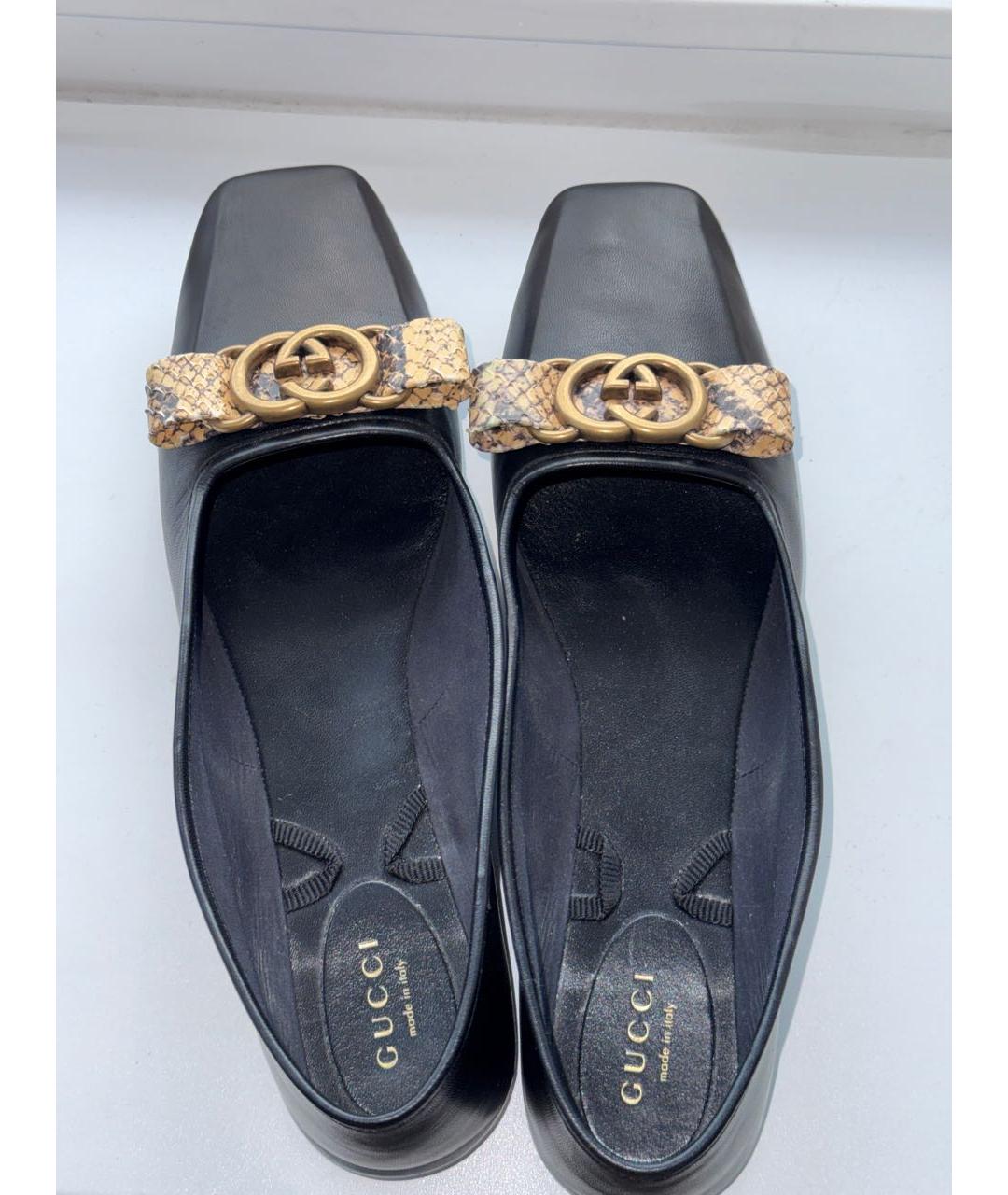 GUCCI Черные кожаные балетки, фото 5
