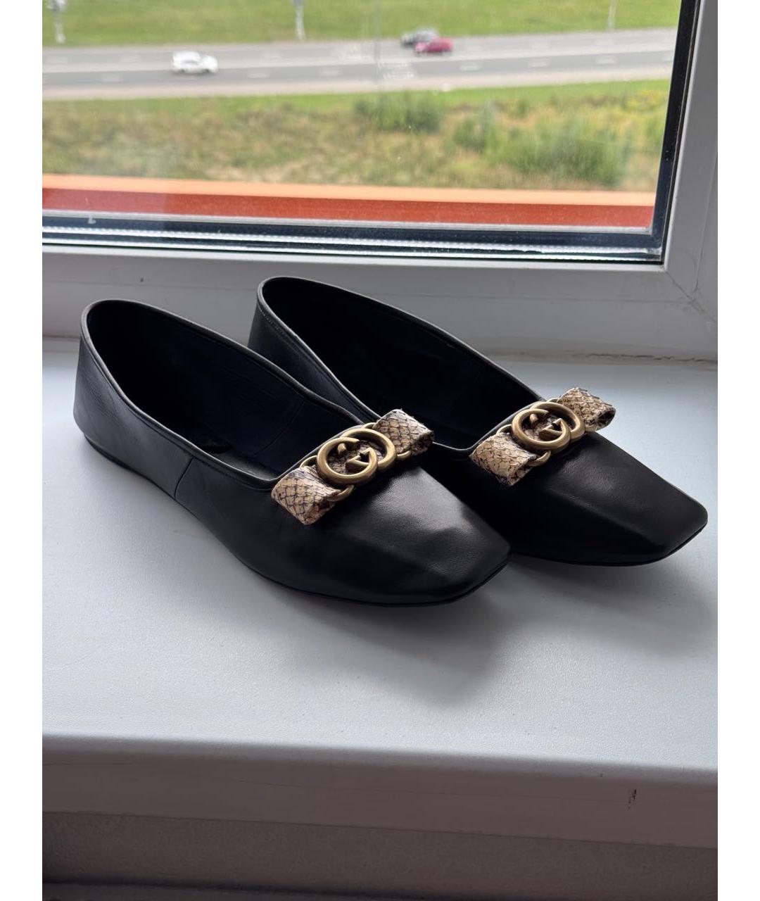 GUCCI Черные кожаные балетки, фото 8
