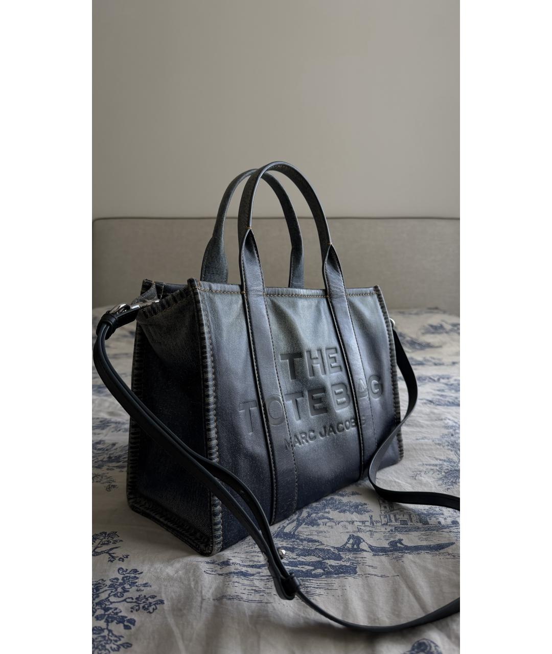 MARC JACOBS Темно-синяя кожаная сумка тоут, фото 2
