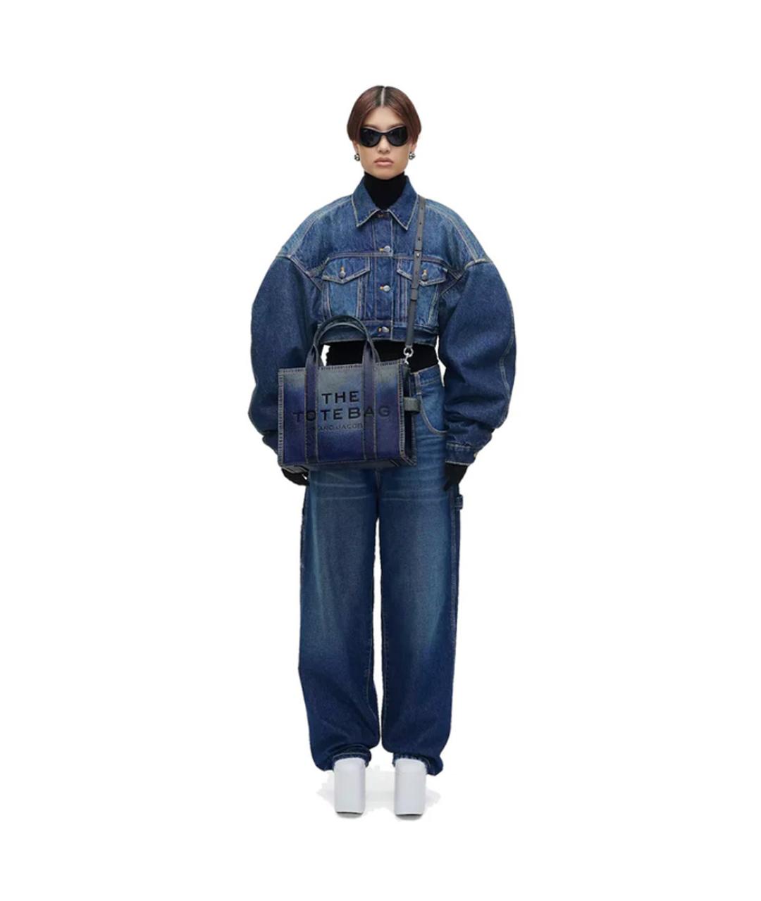 MARC JACOBS Темно-синяя кожаная сумка тоут, фото 6