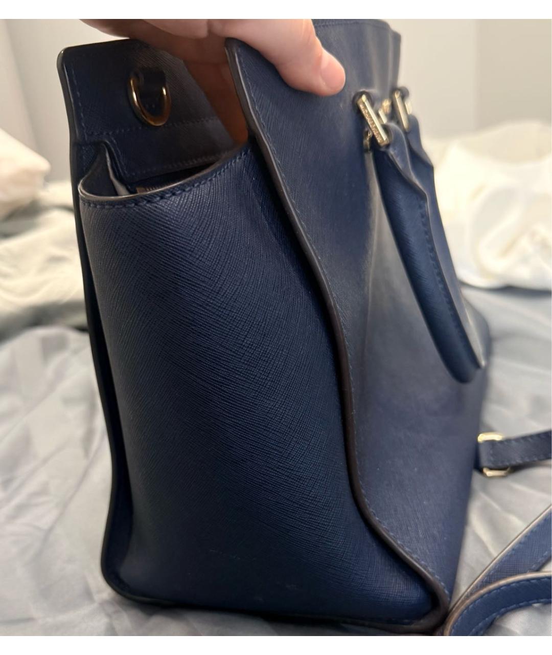 MICHAEL KORS Темно-синяя кожаная сумка тоут, фото 2