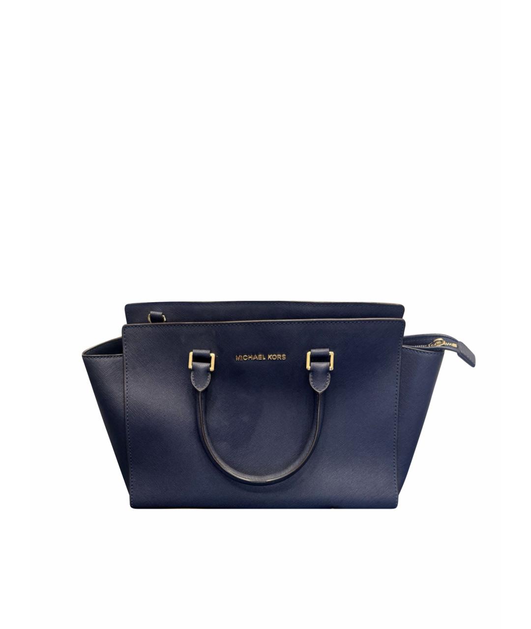 MICHAEL KORS Темно-синяя кожаная сумка тоут, фото 1