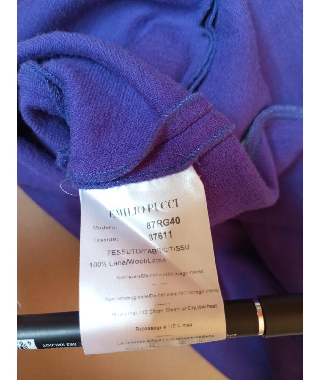 EMILIO PUCCI Фиолетовое шерстяное повседневное платье, фото 5