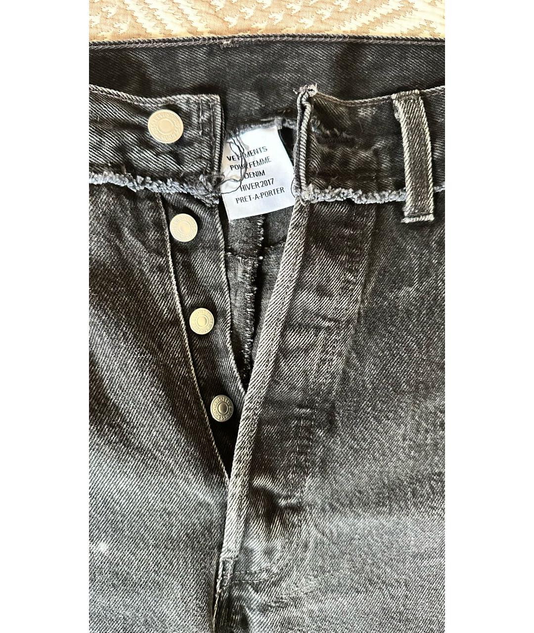 VETEMENTS Черные хлопковые прямые джинсы, фото 4