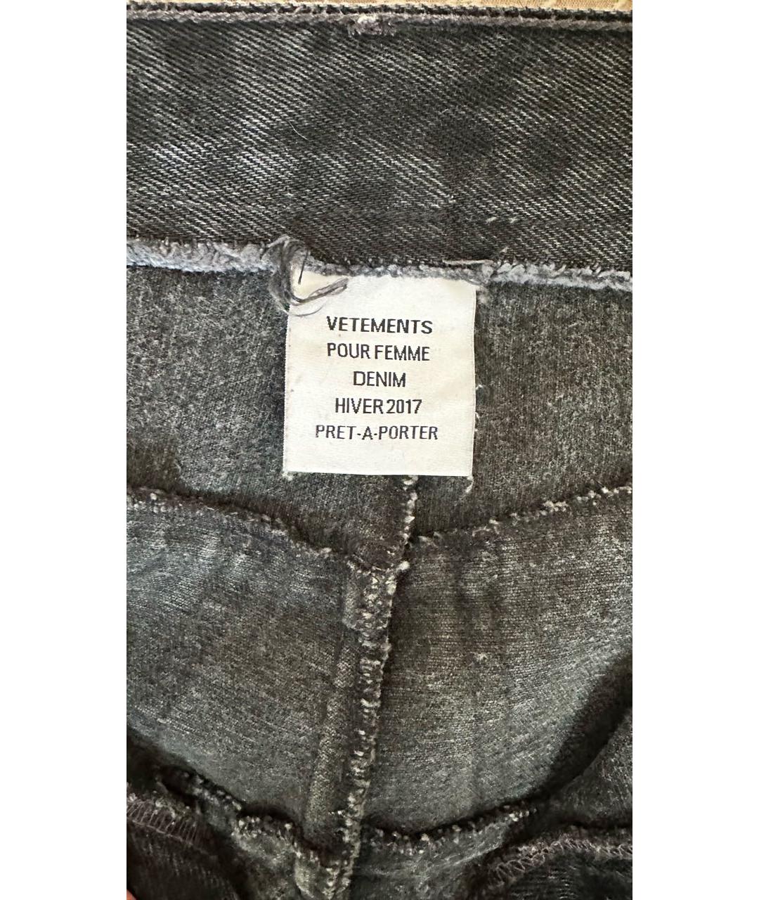 VETEMENTS Черные хлопковые прямые джинсы, фото 3