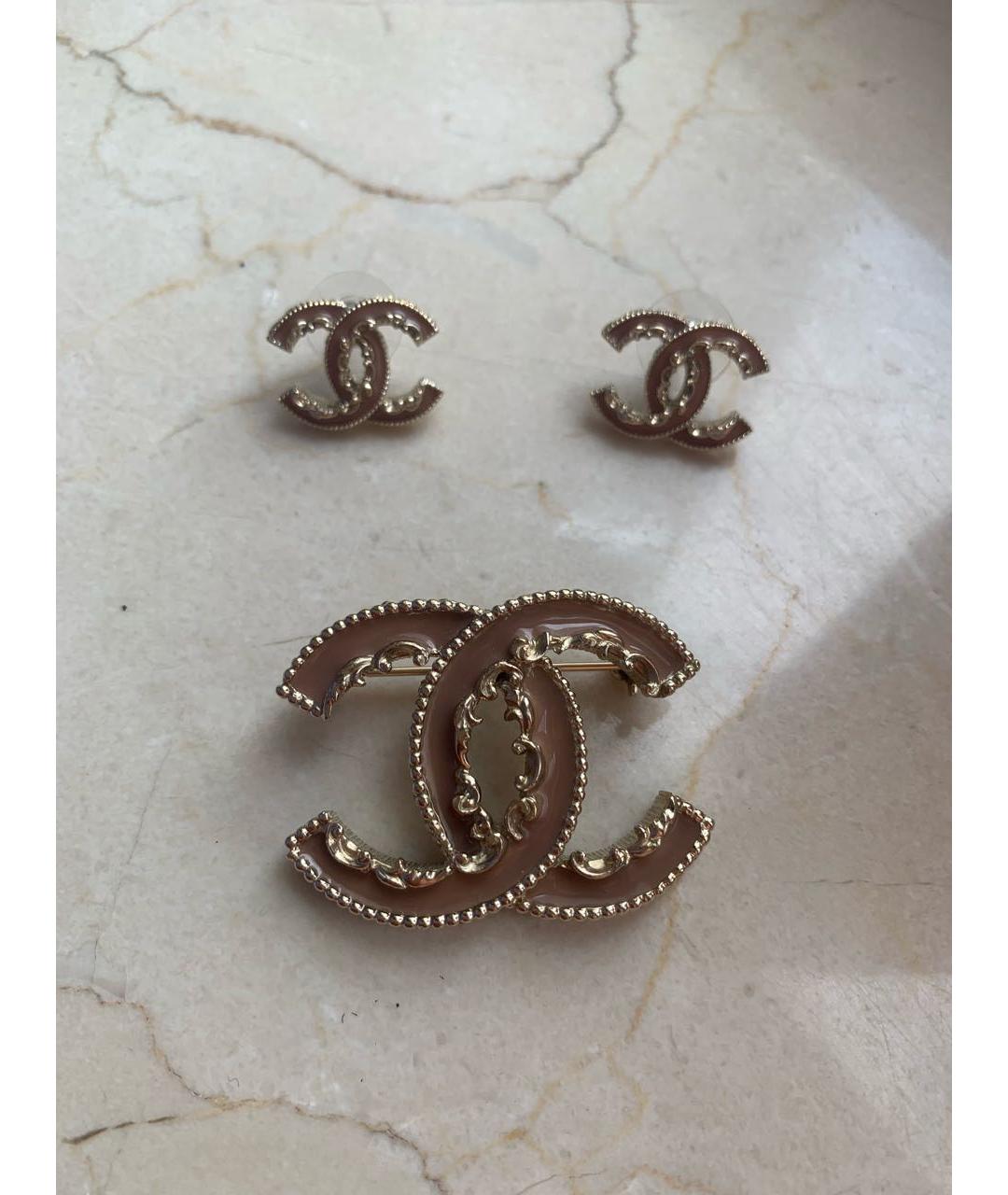 CHANEL Бежевая металлическая булавка / брошь, фото 4
