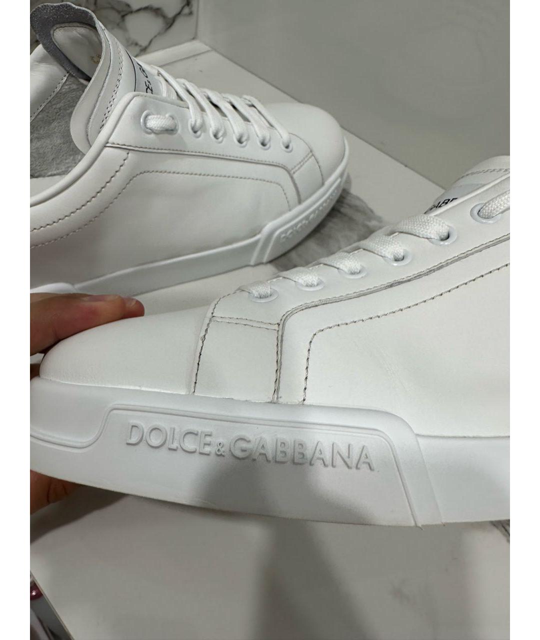DOLCE&GABBANA Белые кожаные низкие кроссовки / кеды, фото 6