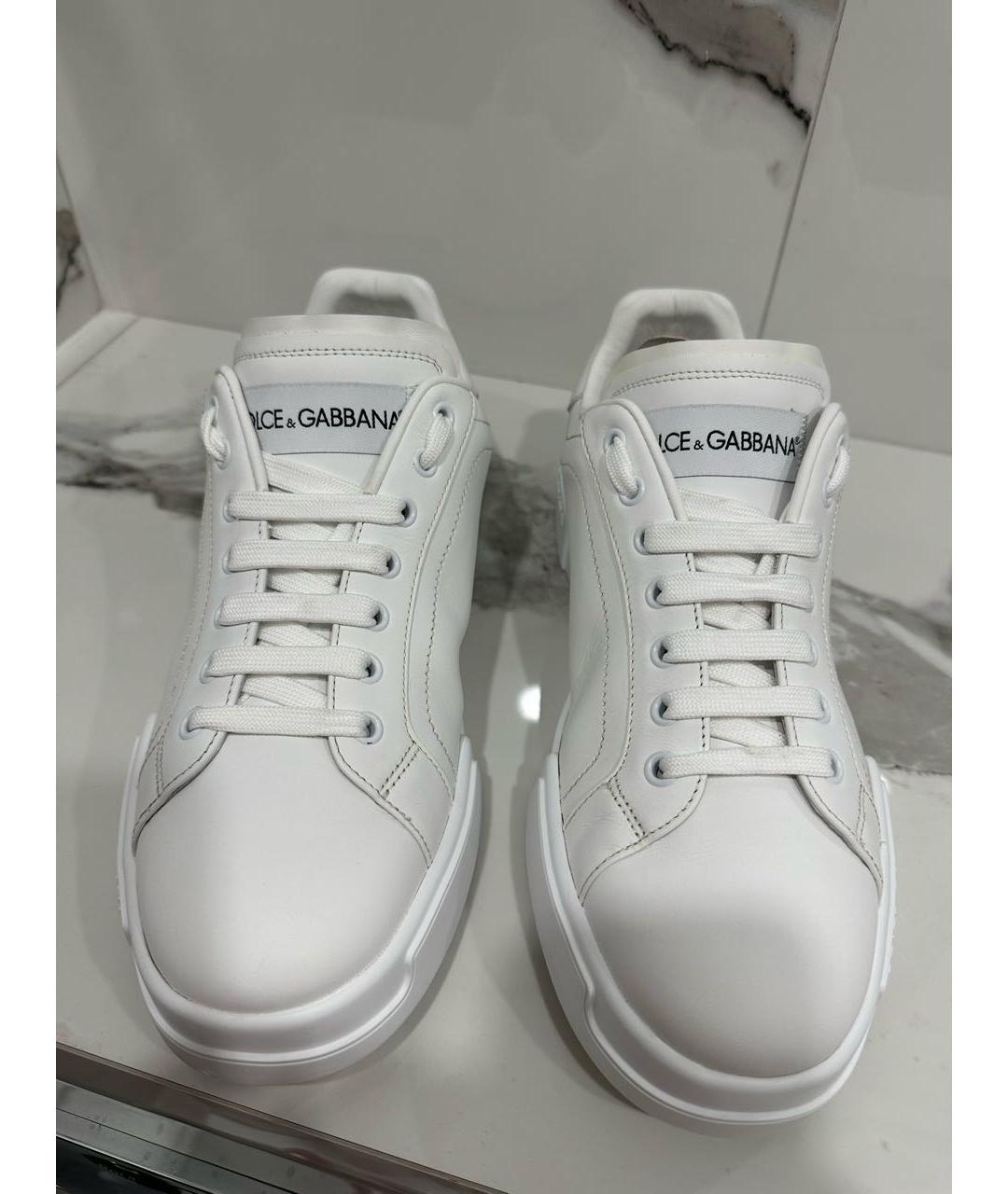DOLCE&GABBANA Белые кожаные низкие кроссовки / кеды, фото 2