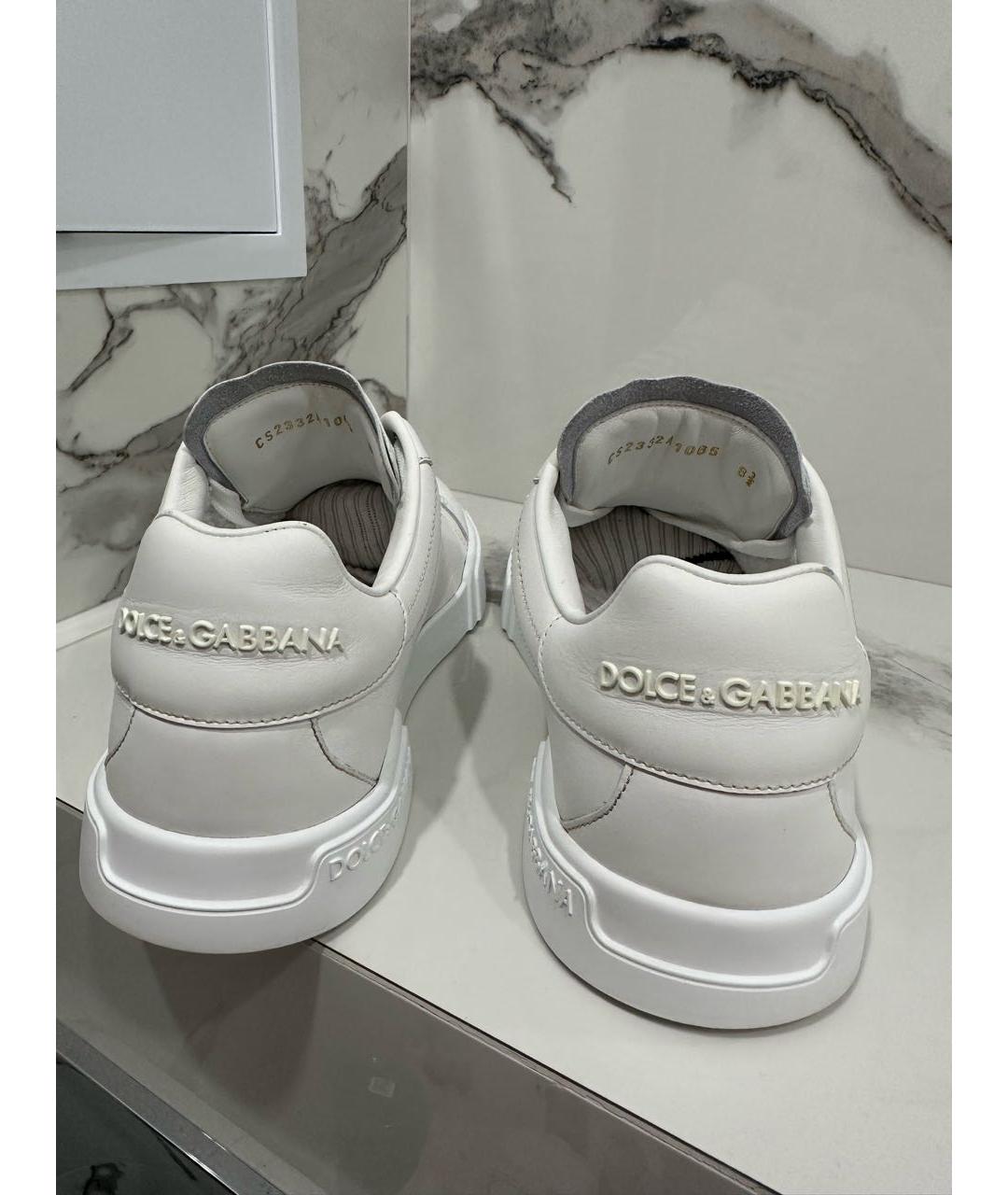 DOLCE&GABBANA Белые кожаные низкие кроссовки / кеды, фото 4