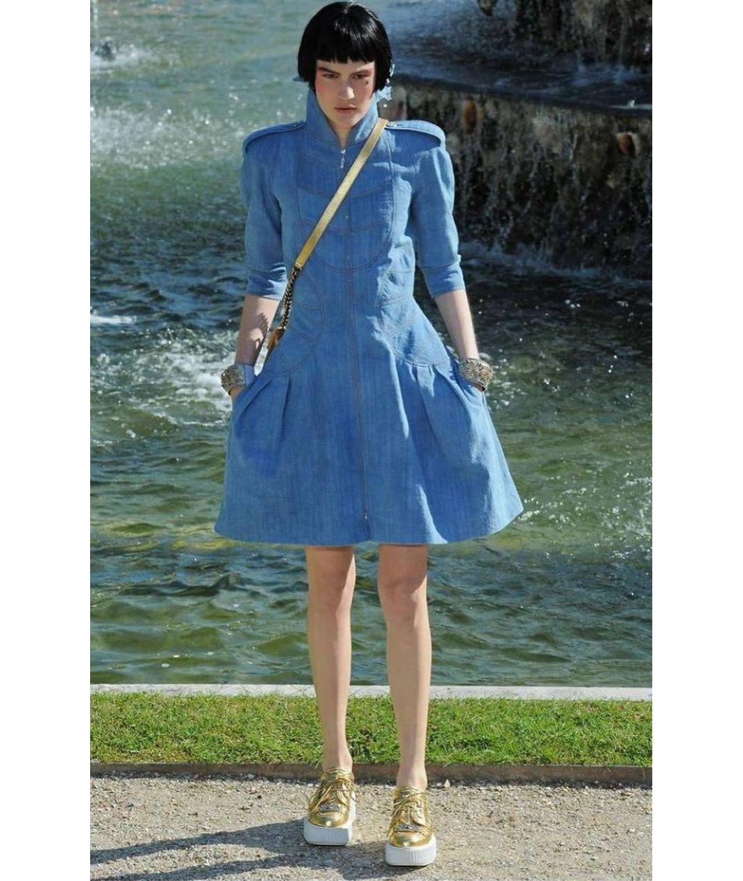 CHANEL Синее хлопковое коктейльное платье, фото 6