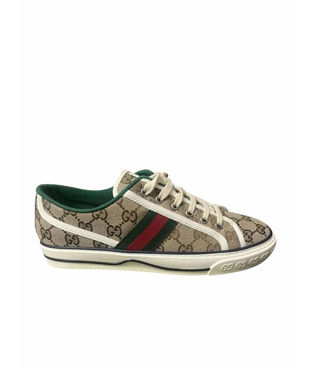GUCCI Хаки текстильные кеды, фото 1