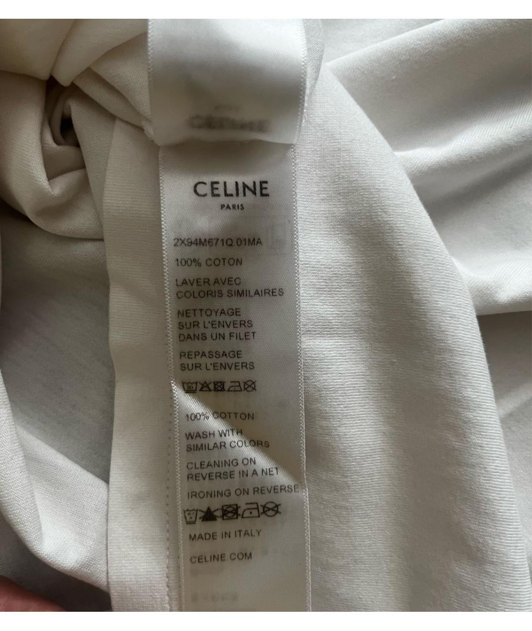 CELINE Белая хлопковая футболка, фото 5