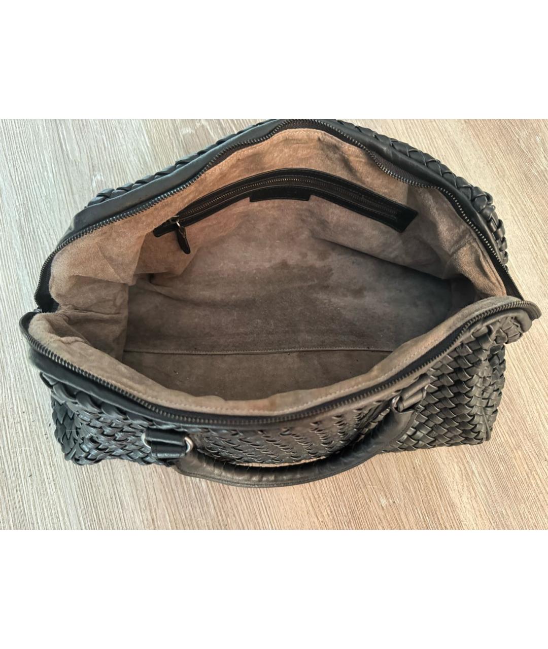 BOTTEGA VENETA Черная кожаная сумка с короткими ручками, фото 4