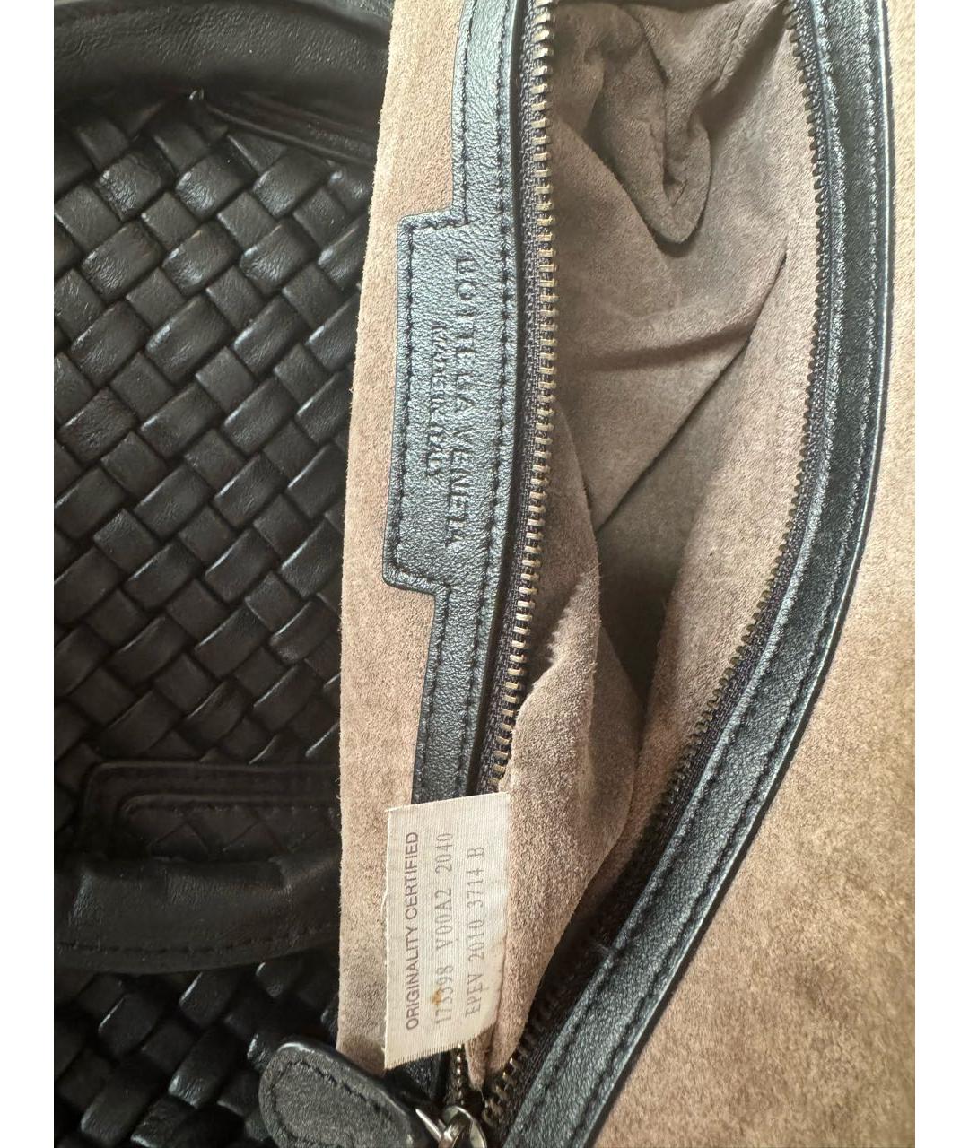 BOTTEGA VENETA Черная кожаная сумка с короткими ручками, фото 6