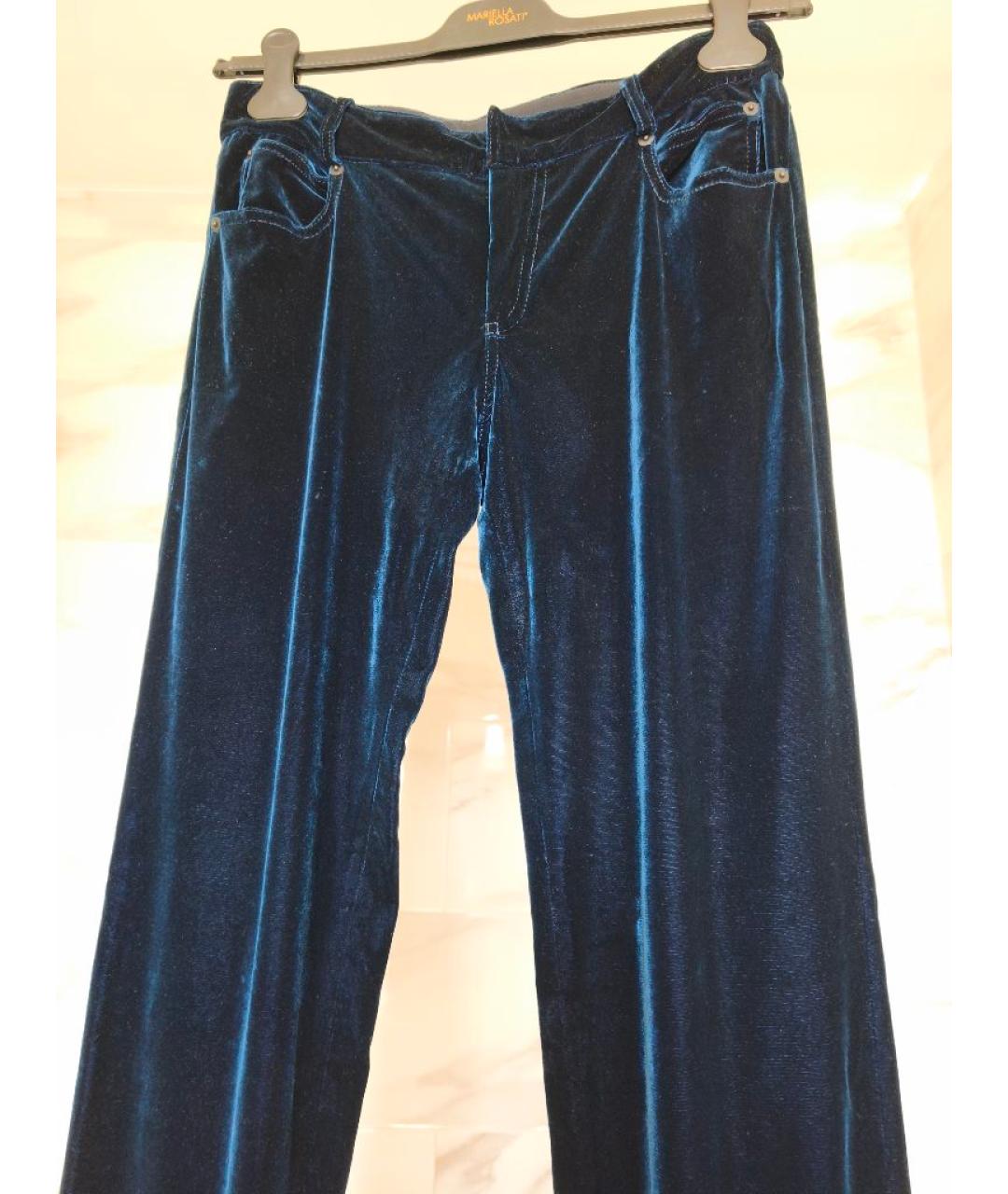 JEAN PAUL GAULTIER Синие бархатные прямые брюки, фото 5
