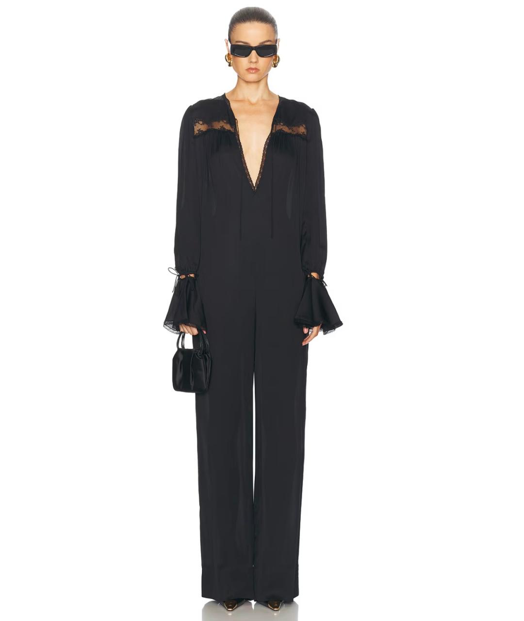 SAINT LAURENT Черный шелковый комбинезон, фото 2