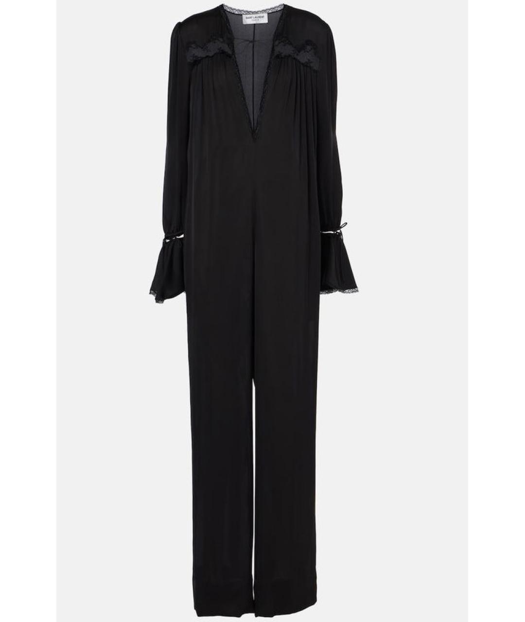 SAINT LAURENT Черный шелковый комбинезон, фото 10