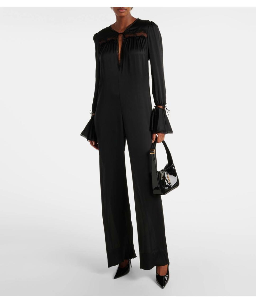 SAINT LAURENT Черный шелковый комбинезон, фото 6