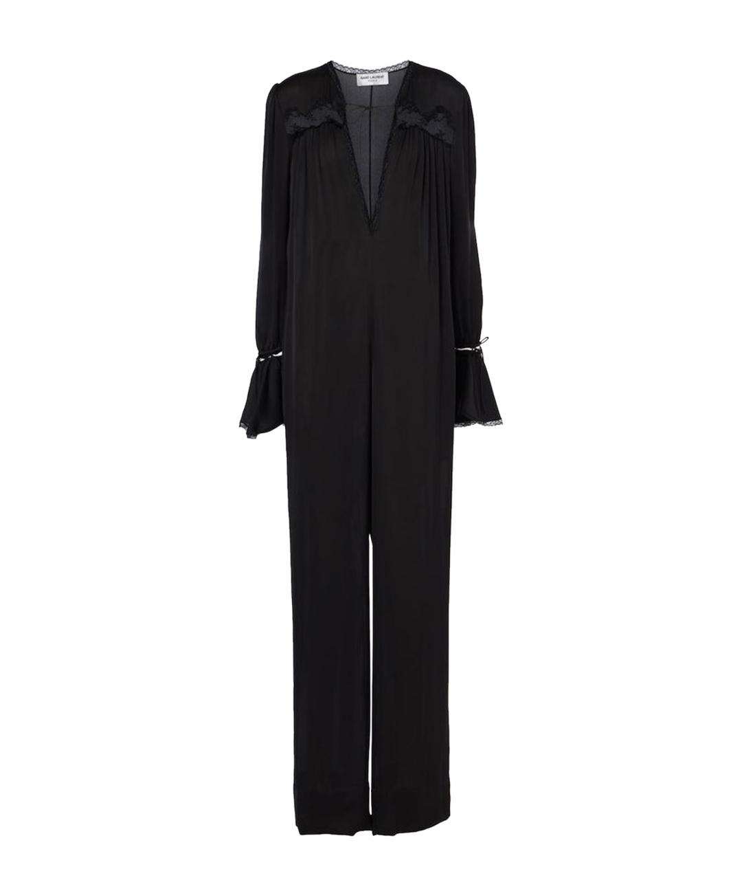SAINT LAURENT Черный шелковый комбинезон, фото 1
