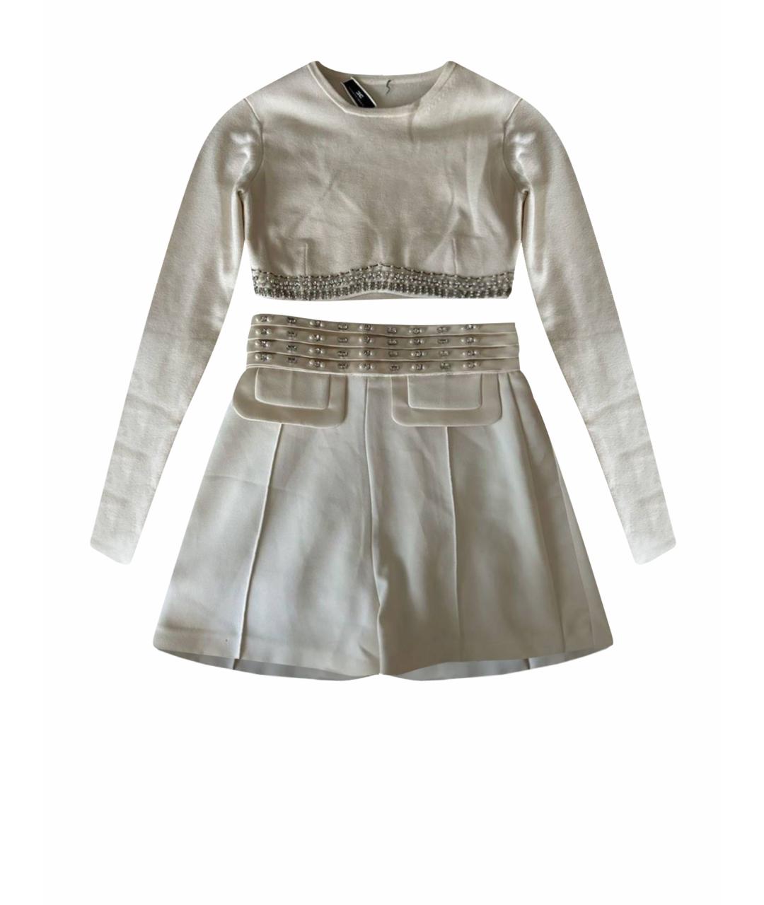 ELISABETTA FRANCHI Бежевый полиэстеровый костюм с юбками, фото 1