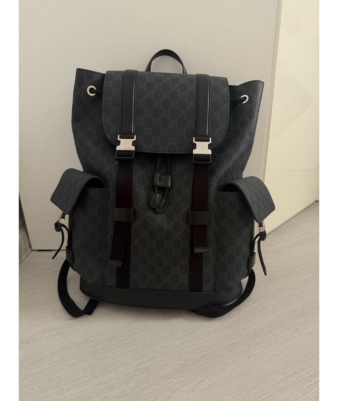 GUCCI Черный рюкзак из канвы, фото 7